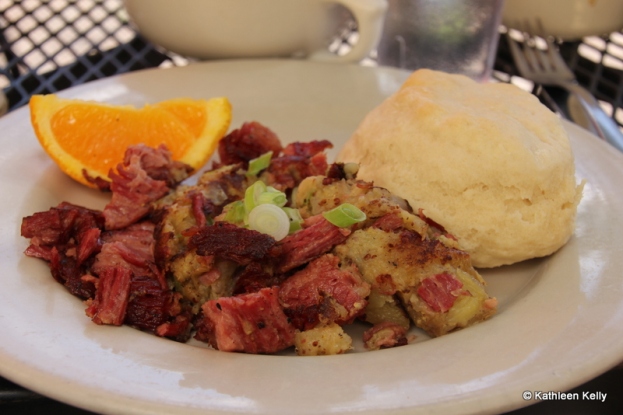Dave's corned beef hash with biscuit